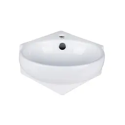 Умивальник Qtap Leo N підвісний угловая овальний 380x360x130 мм White + донний клапан PU02O, Білий - мініатюра 3