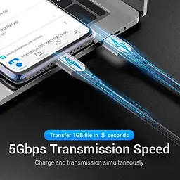 Кабель Vention USB 3.1Type-C M-M,0.5м60W Cotton Braided (TAAHD) - мініатюра 8