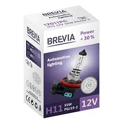 Галогенова лампа Brevia H11 12V 55W PGJ19-2 Power +30% CP(12011PC)