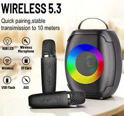 Портативна Bluetooth колонка ZQS-W4107 блютуз акустична система з двома бездротовими мікрофонами - мініатюра 2