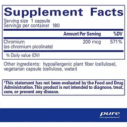 Хром піколінат Pure Encapsulations 200 мкг 180 капсул - мініатюра 2