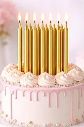 Набір свічок для торта 12 шт. золоті, тонкі святкові свічки slim candles для дня народження, декоративні свічки для прикрашування - мініатюра 2