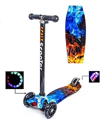 Триколісний самокат Scale Scooter Maxi до 60 кг зі світящимися колесами (Вогонь та лід) - мініатюра 3