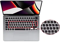 Накладка на клавіатуру DK для Apple MacBook Pro 16" 2021 - 2024 UK силікон чорний (013303) - мініатюра 8