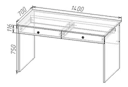 Письмовий Стіл 750х1400х700мм Сірий/Білий - мініатюра 3