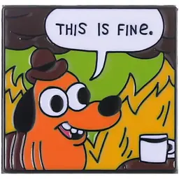 Значок Мем Пес у вогні This is fine 3 см P MEM 01
