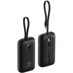 Зовнішній акумулятор VEGER 10000 mAh with built-in cables Type C / Lightning PD QC3.0 35W K1 (W1188) black (VG-W1188)