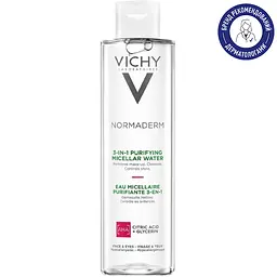 Міцелярна вода Vichy 3в1 Normaderm, для зняття макіяжу та очищення жирної чутливої шкіри обличчя та очей 200 мл (M3262021) - мініатюра 2