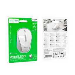 Миша бездротова HOCO GM41 Exciting dual-mode business wireless mouse 2 режимна 2.4G і BT біла - мініатюра 2