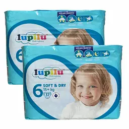 Підгузки Lupilu soft & dry 6 Extra Large (15+ кг), 74 шт