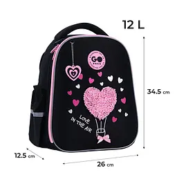 Рюкзак GoPack Education 165S Heart Чорно-рожевий (GO26-165S-2) - мініатюра 2