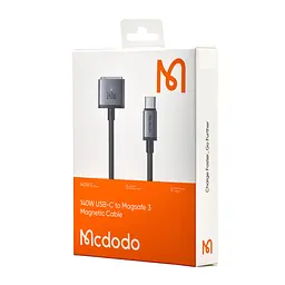 Кабель McDodo 140W USB-C to Magsafe 3 Magnetic Cable with LED 2m CA-1470 Black - мініатюра 2