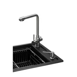 Мийка кухонна GRANADO Optimal Artes black shine (+ змішувач Badalona LUX inox + дозатор Redondo inox + ко (ksg1201) - мініатюра 3