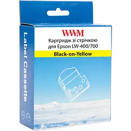 Стрічка для принтера етикеток WWM для Epson LW-400/700 9mm х 8m Black-on-Yellow (WWM-SC9Y) - мініатюра 2