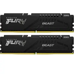 Модуль пам'яті для комп'ютера DDR5 64GB (2x32GB) 6000 MHz Beast Black EXPO Kingston Fury (ex.HyperX) (KF560C30BBEK2-64) - мініатюра 1