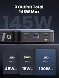 УМБ Ugreen 25000mAh 145W PB205 2xUSB C+USB A, PD3.0+QC3.0, наскрізне живлення 65Вт - мініатюра 4