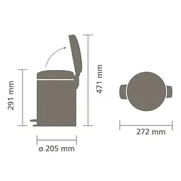 Відро для сміття Brabantia Pedal Bin чорне 5 л (112928) - мініатюра 4