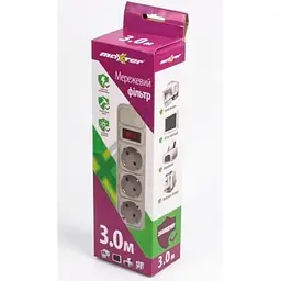 Фільтр живлення Maxxter 3 розетки, 3м, білий (SPM3-G-10G)