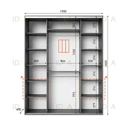 Шафа-купе Idea серія 3 190 x 60 x 240 см Венге темний Дзеркало - мініатюра 2