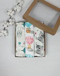 Набір пелюшок a.l.babybox Повітряні кулі 50х80/100х80 см 3 шт. Різнокольоровий (NA 18168577)