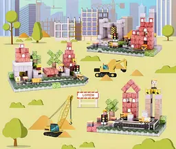 Магнітний конструктор Minecraft 128 шт + 3 фігурки по грі Майнкрафт Промисловий Mk001037 - мініатюра 7