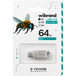 USB флеш накопичувач Wibrand 64GB Bee Silver USB 3.2/Type-C (WI3.2TC/BE64TC039S) - мініатюра 4