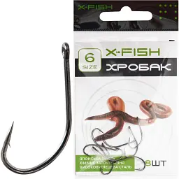 Крючок X-Fish Червь 6 (8шт/уп)
