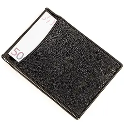 Затискач для грошей із натуральної шкіри морського ската Stingray Leather 12х8.5х1 см acs0032270 - мініатюра 9