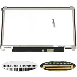 Матриця 13.3 HB133WX1-402 (1366*768 30pin(eDP) LED SLIM(вертикальні вушки по краях) матова роз'єм праворуч знизу) для