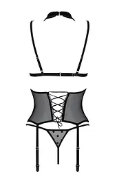 Корсет з відкритими грудьми Passion DOMINICA CORSet L/XL black пажі для панчіх стрінги - мініатюра 4
