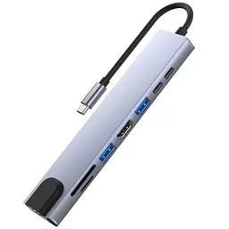 Хаб USB "8-in-1", Grey GTL teh0019583 - мініатюра 3