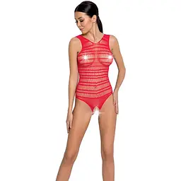 Бодістокінг з доступом Passion BS086 red вертикальна сітка виріз на спинці One size