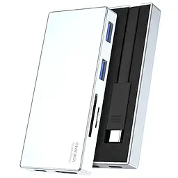 USB адаптер Vokamo HT2 6 в 1 HUB із вбудованим шнуром Type-C - мініатюра 3