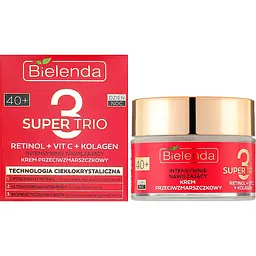 Крем проти зморшок Bielenda Super Trio Retinol + Vit C + Kolagen 40+ інтенсивно зволожуючий 50 мл - мініатюра 2