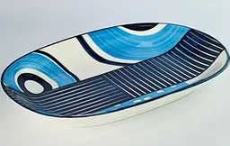 Тарілка овальна, блакитна, 28x18,5x3,5 см "Тригір'я"
