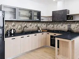 Кухонний фартух Сталеві бульбашки кулі сфери ПВХ 60х200 см Абстракція Сірий Happy Pocket Z182351 - мініатюра 4