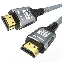 Кабель 8K HDMI 2.1, 3 метра, Ultra High Speed 8K (48 Гбіт/с), в нейлоновому обплетенні, сірий - мініатюра 5