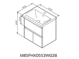 Тумба з раковиною AM.PM X-Joy підвісна 55, білий глянець M85-FHX0553-WC0553WG38, Білий - мініатюра 2