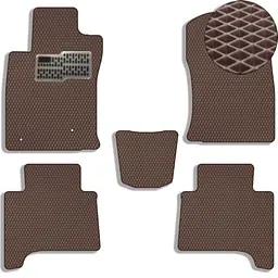 Килимки в салон EVA для Toyota Prado 120 2002-2010 (Металевий підп'ятник) Коричневі-Коричневий кант 5 шт