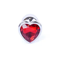 Анальна пробка із кристалом B-Series Jewellery Silver Heart PLUG Red, 7х2.7 см, червоний - мініатюра 2