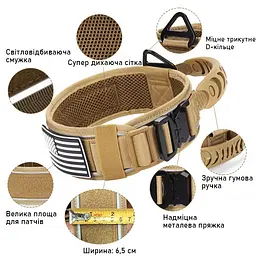Нашийник для собак Harness Tactical, широкий нейлоновий з металевою пряжкою-фастекс XL, Чорний - мініатюра 4