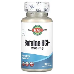 Бетаїн Betaine HCl+ 250 mg 100 Tablets KAL vit0006491