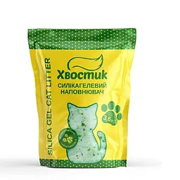 Силікагелевий наповнювач Хвостик для котячого туалету із зеленими гранулами велика фракція 3.6 л