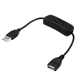 Кабель питания USB с выключателем 28 см черный