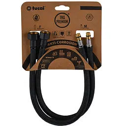 Шланг для змішувача Tucai TAQ Premium Grif М10x1/2″ 0,6м. Антикор. AСB пара (Чорний Мат) 210393