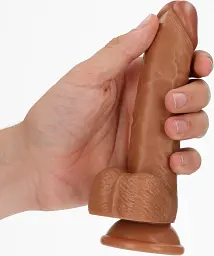 Фалоімітатор RealRock Curved Realistic, 17 см (тілесний) - мініатюра 2