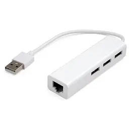 Концентратор Vinga 3xUSB2.0 + RJ45 100Mbps (VCP2H3USB2LANWH) - мініатюра 2