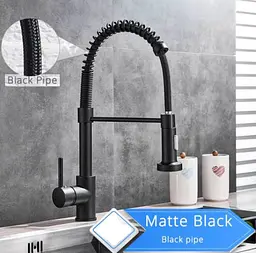 Стильний кухонний змішувач Matte Black Гнучкий кран з обертанням потоку в 360 градусів - мініатюра 4