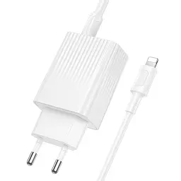 МЗП Borofone BAS76A Source PD30W+QC3.0 (1USB-A/1C) + кабель Type-C to Lightning White - мініатюра 4