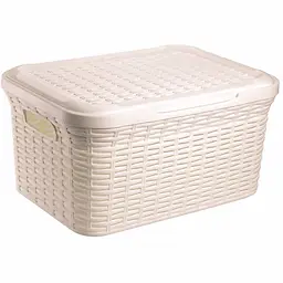 Ящик для зберігання Ucsan Rattan з кришкою 27 л крем (68004)